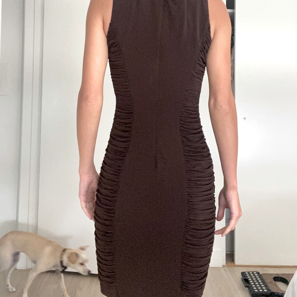 Brown Calvin Klein midi work dress